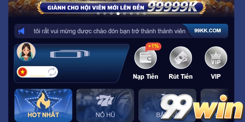 Giao diện website 99win thời thượng