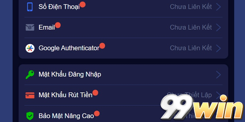 Kích hoạt bảo vệ 2FA cho tài khoản 99win